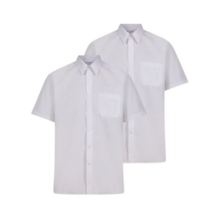 Boys Short Sleeve Non-Iron Shirt - Regular Fit - White - Twin Pack