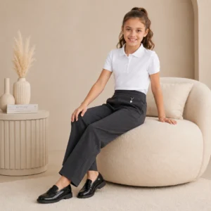 Girls Half Elastic School Trouser