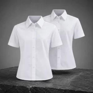 Girls Short Sleeve Non-Iron Blouse - White - Twin Pack