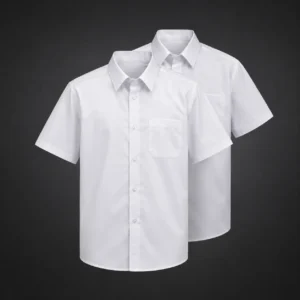 Boys Short Sleeve Non-Iron Shirt - Regular Fit - White - Twin Pack