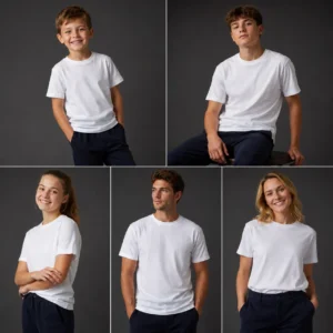 Plain Crew Neck T-Shirt - adult (White)