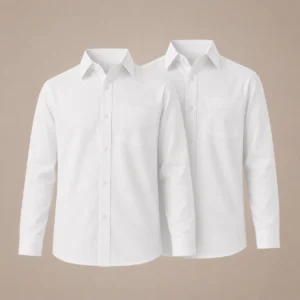 Girls long Sleeve Non-Iron Blouse - White - Twin Pack