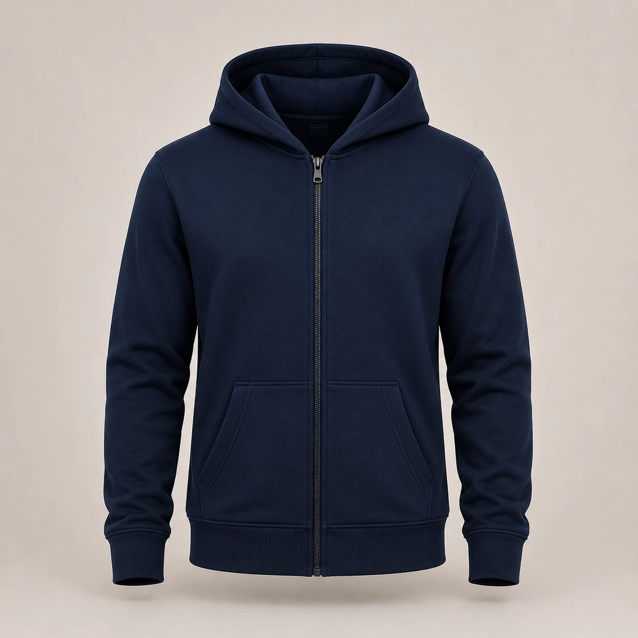 Plain Navy zipped PE hoodie - Image 2