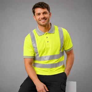 WORKWEAR POLO SHIRT SHORT SLEEVED  GREY COLLAR